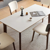 Stone Top Rectangle Wood Base Dining Set with Chairs Image - 13