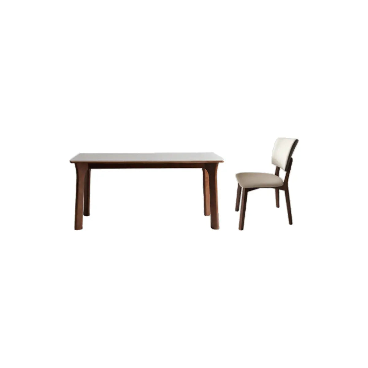 Stone Top Rectangle Wood Base Dining Set with Chairs Image - 3