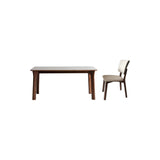 Stone Top Rectangle Wood Base Dining Set with Chairs Image - 3