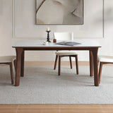 Stone Top Rectangle Wood Base Dining Set with Chairs Image - 5
