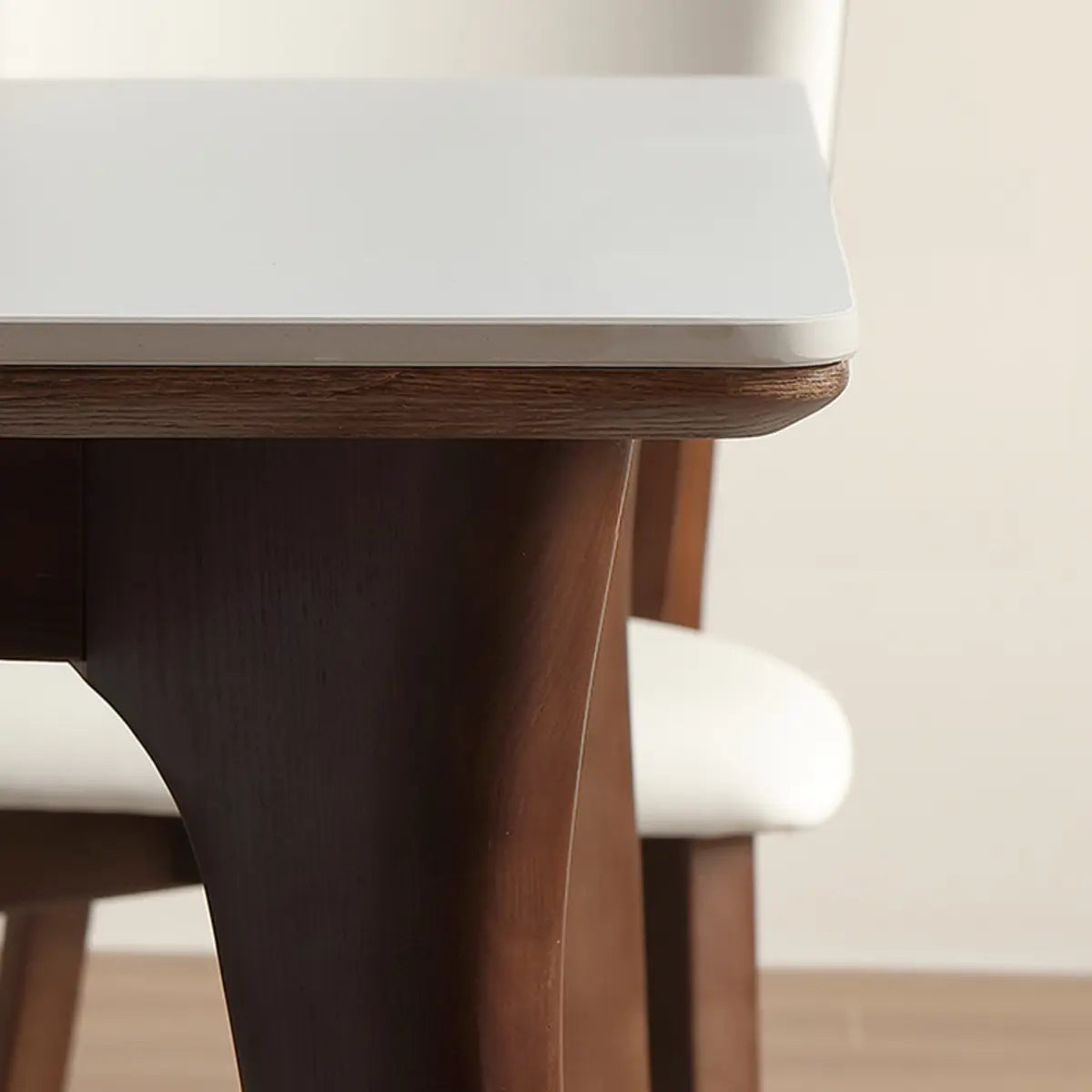 Stone Top Rectangle Wood Base Dining Set with Chairs Image - 7
