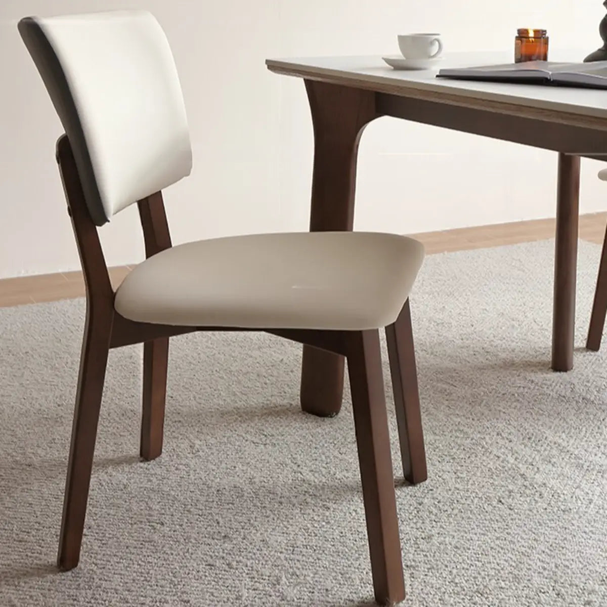 Stone Top Rectangle Wood Base Dining Set with Chairs Image - 9