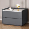 Stone Top Wood Frame Nightstand with Two Drawers Image - 11