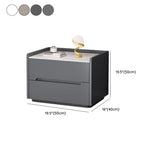 Stone Top Wood Frame Nightstand with Two Drawers #size