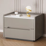 Stone Top Wood Frame Nightstand with Two Drawers Image - 3