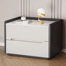 Stone Top Wood Frame Nightstand with Two Drawers Image - 5
