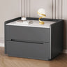 Stone Top Wood Frame Nightstand with Two Drawers Image - 7