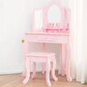 Stool Included Mirror and Storage Pink Kids Vanity Set Image - 1