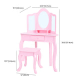 Stool Included Mirror and Storage Pink Kids Vanity Set #size