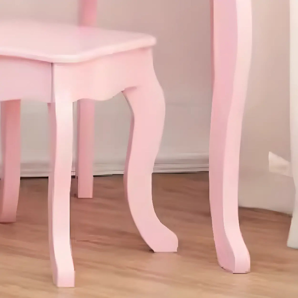 Stool Included Mirror and Storage Pink Kids Vanity Set Image - 6