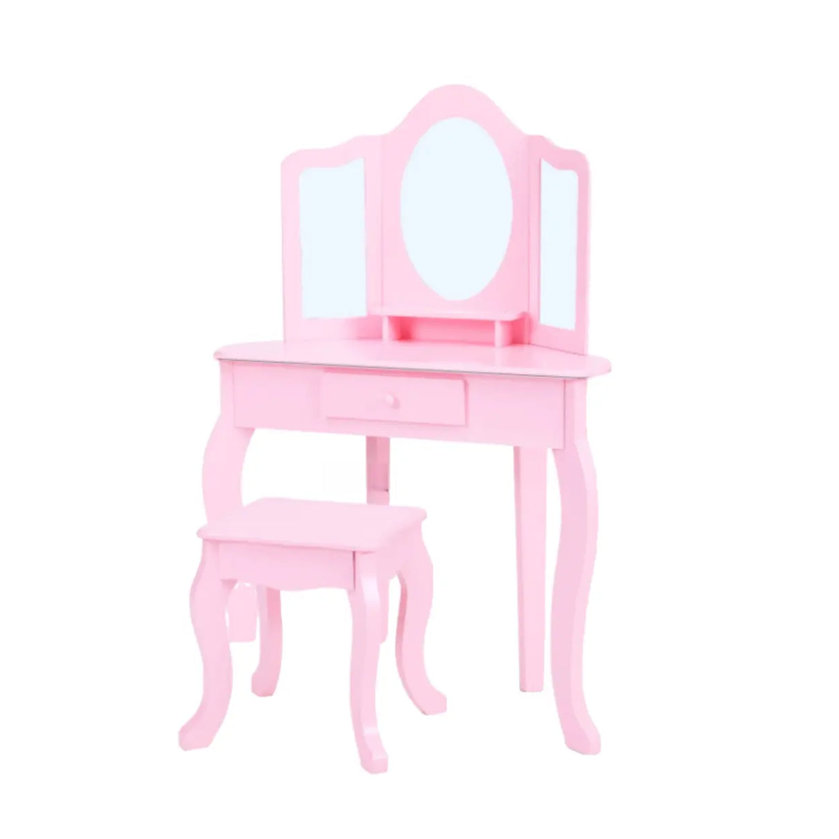 Stool Included Mirror and Storage Pink Kids Vanity Set Image - 8