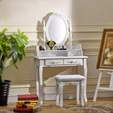 Stool Included Oval Mirror Storage Kids Vanity Set Image - 1