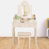 Stool Included Oval Mirror Storage Kids Vanity Set Image - 2