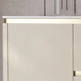 Storage Cabinet Beige MDF Gold Trim Pedestal Console Table Image - 5
