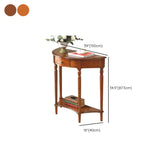 Storage Half-circle Wood Cherry Entryway Console Table Image - 10