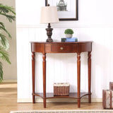 Storage Half-circle Wood Cherry Entryway Console Table Image - 4