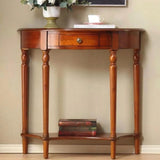 Storage Half-circle Wood Cherry Entryway Console Table Image - 5