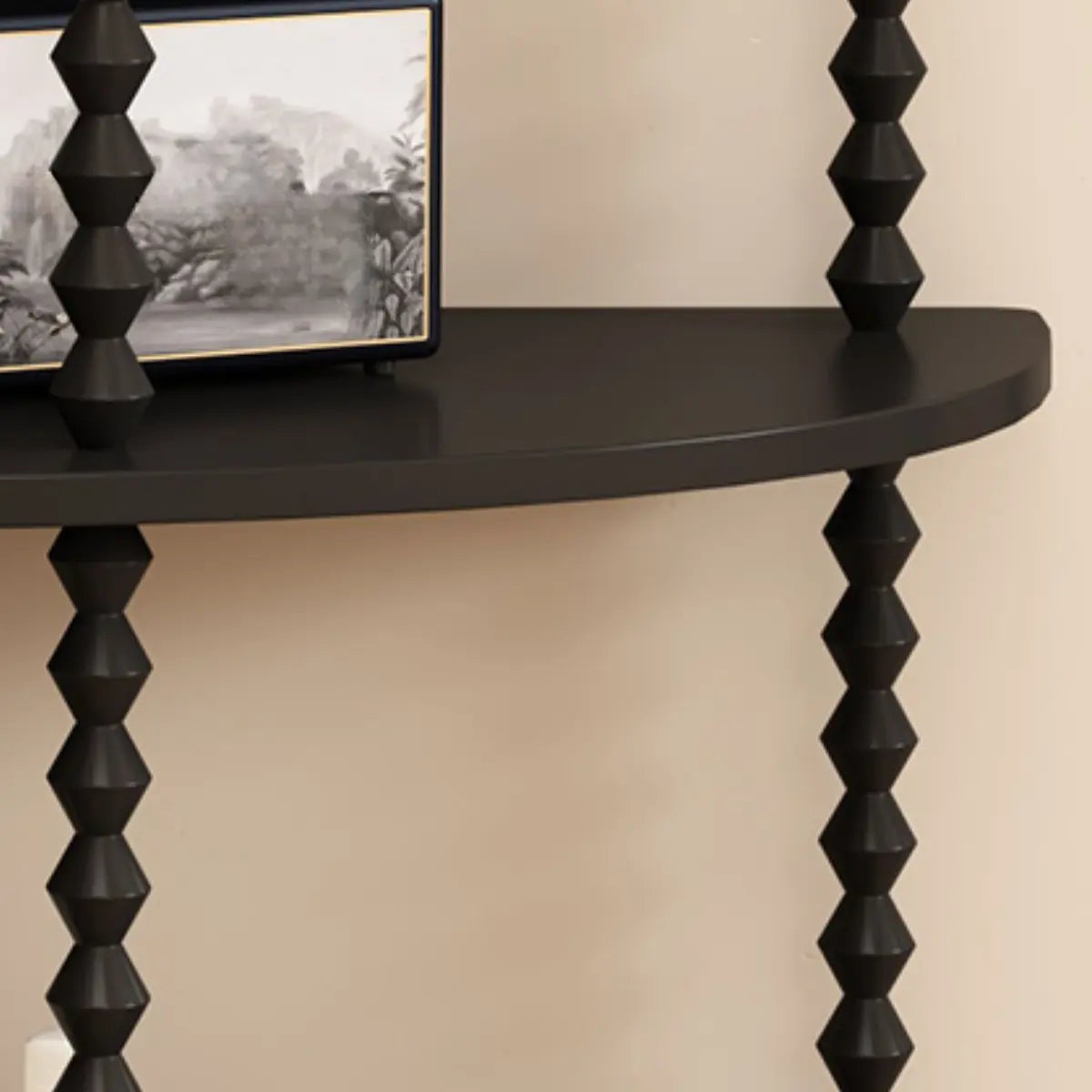 Storage Half Moon Wood Black Standard Console Table Image - 10