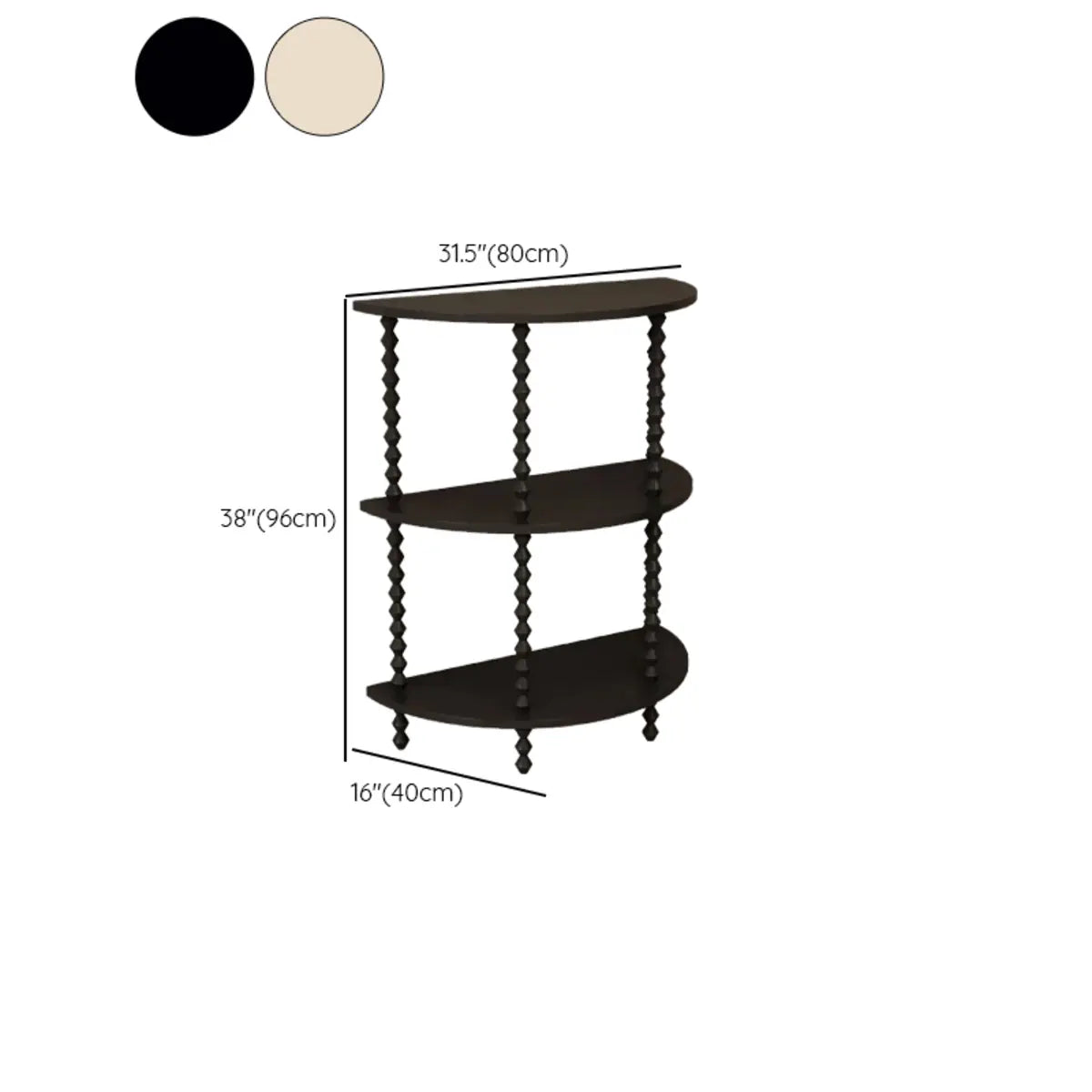 Storage Half Moon Wood Black Standard Console Table 