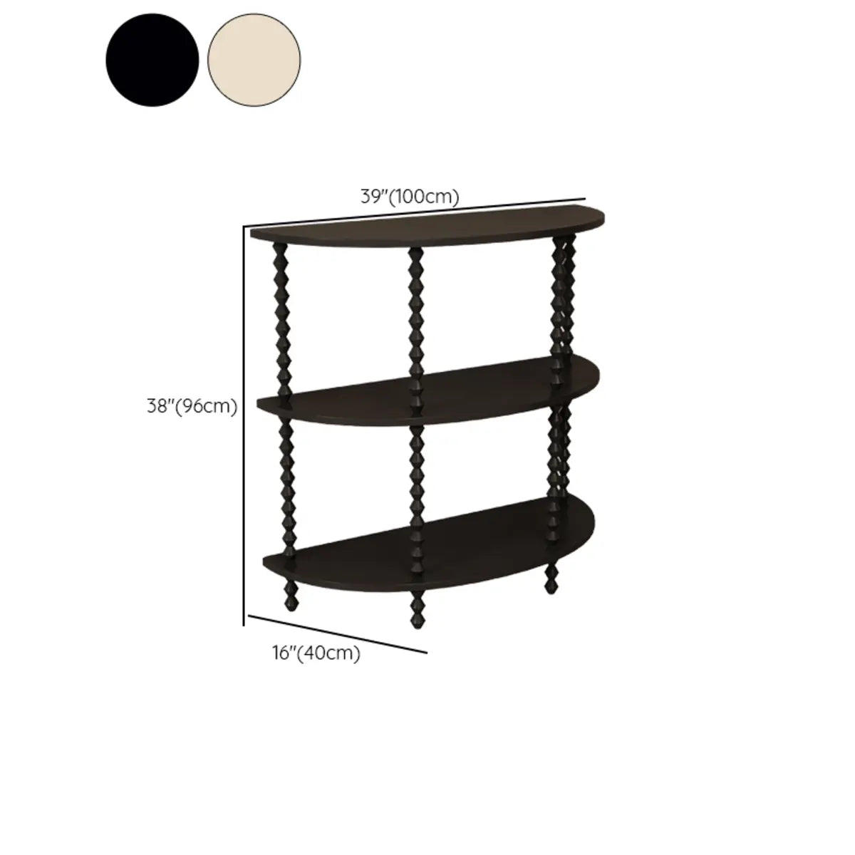 Storage Half Moon Wood Black Standard Console Table Image - 12