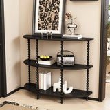 Storage Half Moon Wood Black Standard Console Table Image - 3