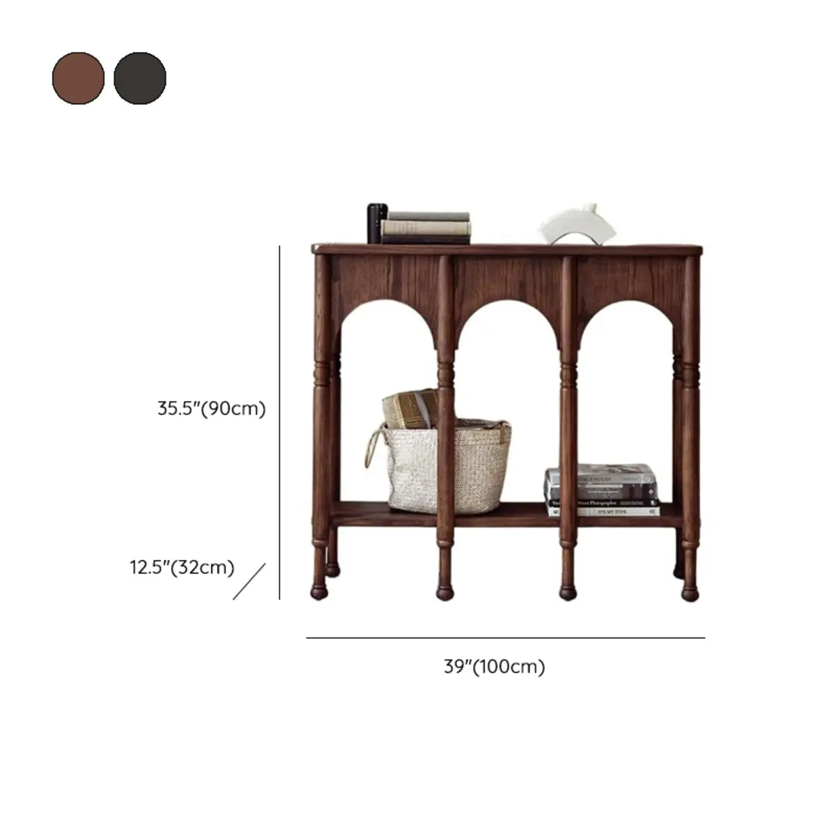 Storage Included Wood Brown Floor Shelf Console Table 