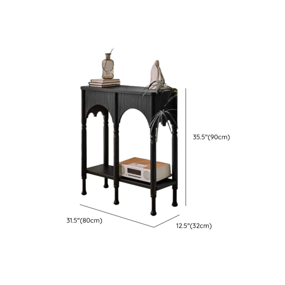 Storage Included Wood Brown Floor Shelf Console Table Image - 11