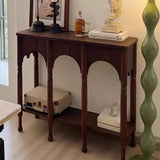 Storage Included Wood Brown Floor Shelf Console Table Image - 5