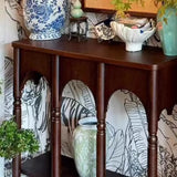 Storage Included Wood Brown Floor Shelf Console Table Image - 9