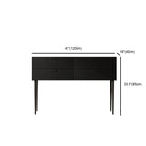 Storage Rectangle Wood Black Console Table with Drawer #size