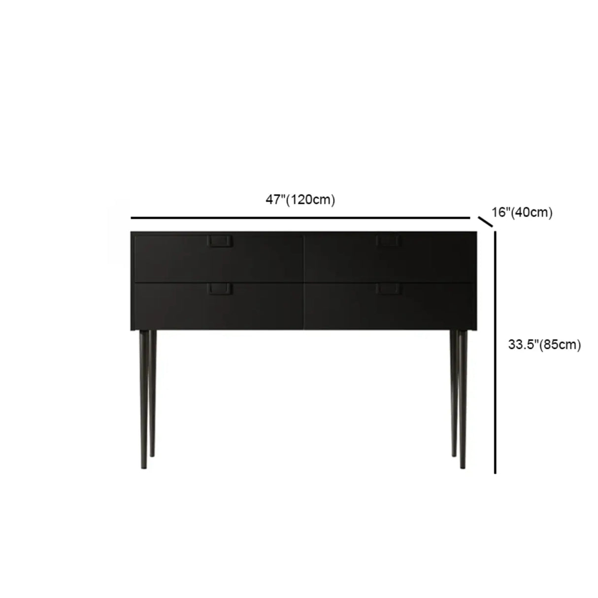 Storage Rectangle Wood Black Console Table with Drawer 