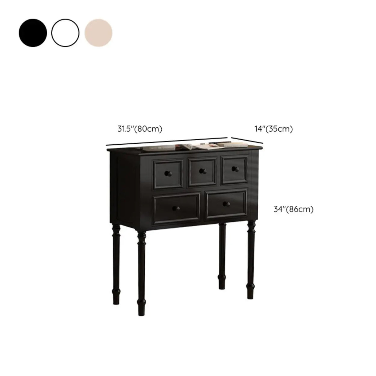 Storage Rectangular Wooden Black Classic Console Table 
