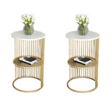 Storage Round Metal Frame Gold 2 Tiers Side Tables Image - 8