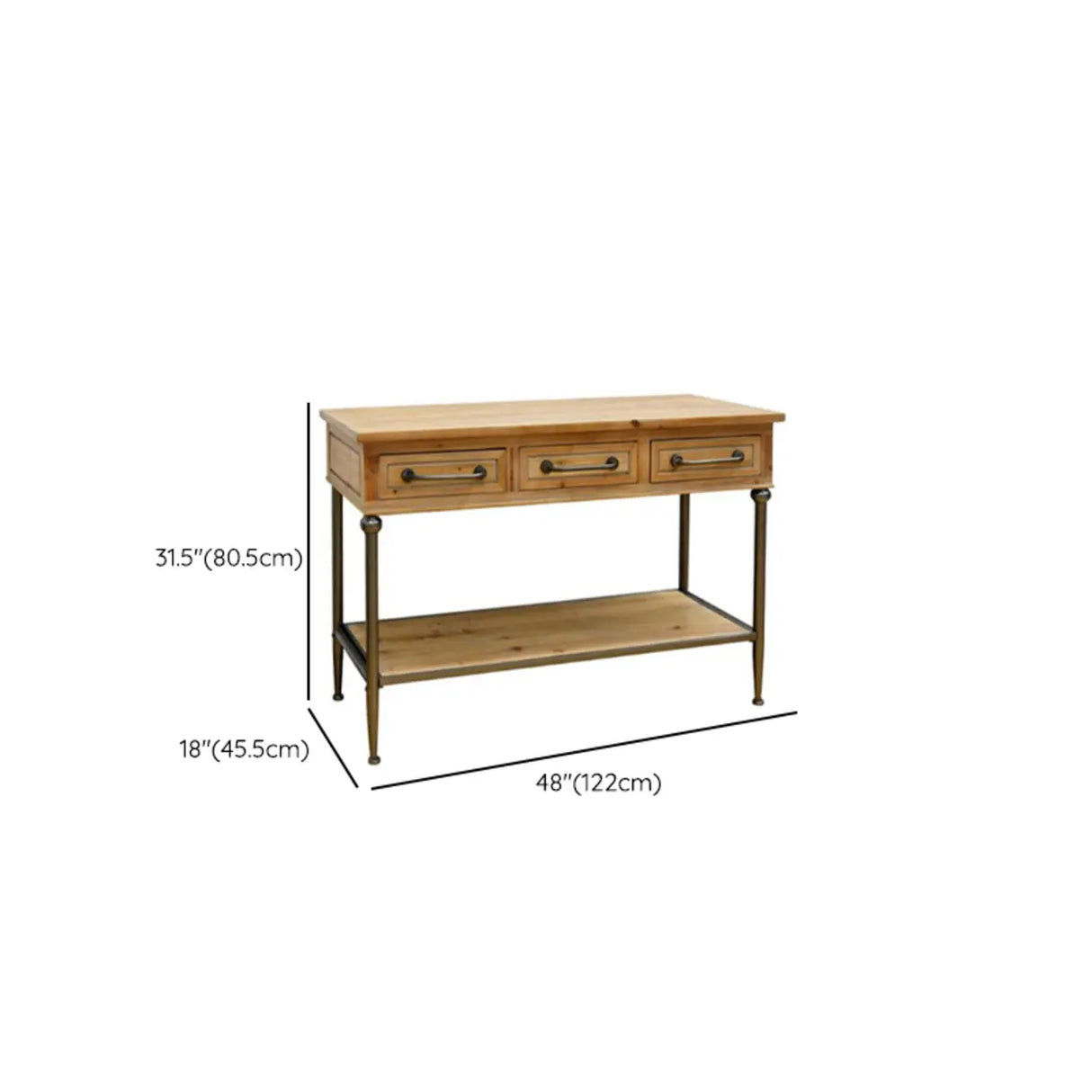 Storage Shelf Rustic Wood Brown Standard Console Table 