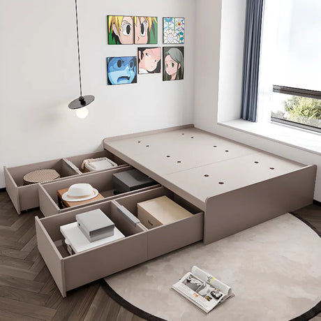 Storage Solid Wood Natural Queen Bed Frame with Drawers Image - 2