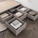 Storage Solid Wood Natural Queen Bed Frame with Drawers Image - 4
