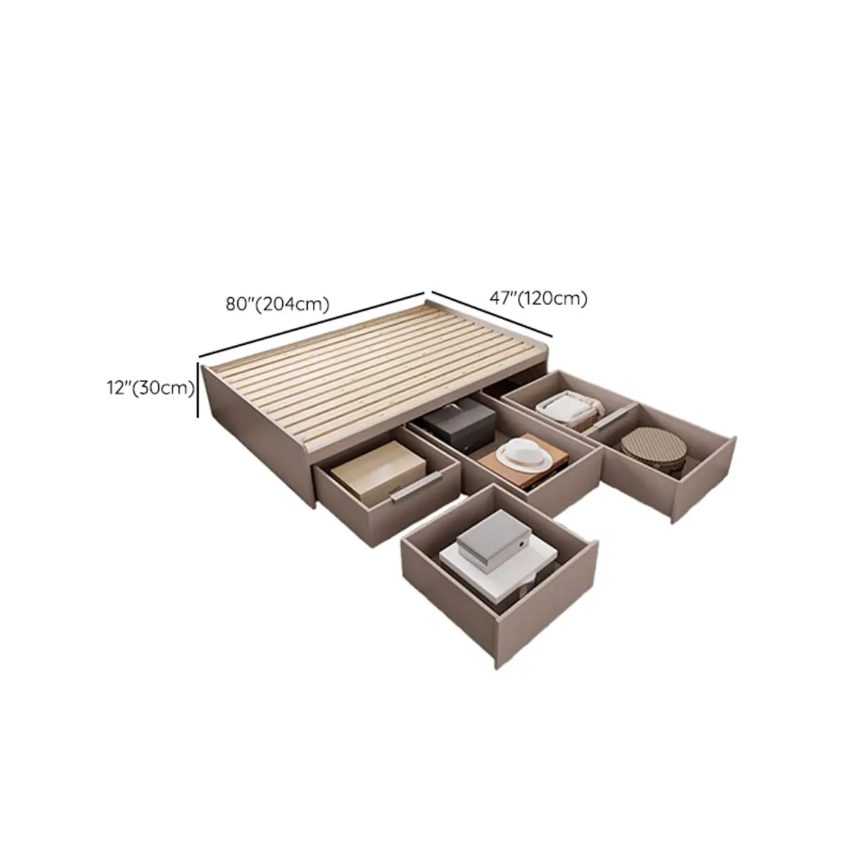 Storage Solid Wood Natural Queen Bed Frame with Drawers Image - 7