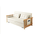 Storage White Foldable Loose Back Sleeper Sofa with Arms Image - 5