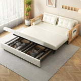 Storage White Foldable Loose Back Sleeper Sofa with Arms Image - 6