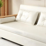 Storage White Foldable Loose Back Sleeper Sofa with Arms Image - 7