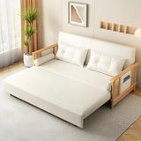 Storage White Foldable Loose Back Sleeper Sofa with Arms Image - 3