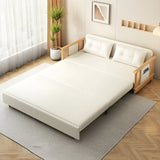 Storage White Foldable Loose Back Sleeper Sofa with Arms Image - 4