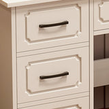 Storage Wooden Oval White Mirror Kids Vanity with Drawer Image - 5