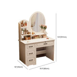 Storage Wooden Oval White Mirror Kids Vanity with Drawer #size