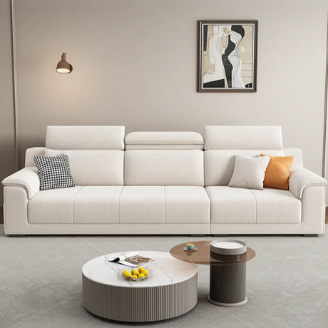 Straight Fabric Cream Pillow Back Storage Included Sectional Image - 1