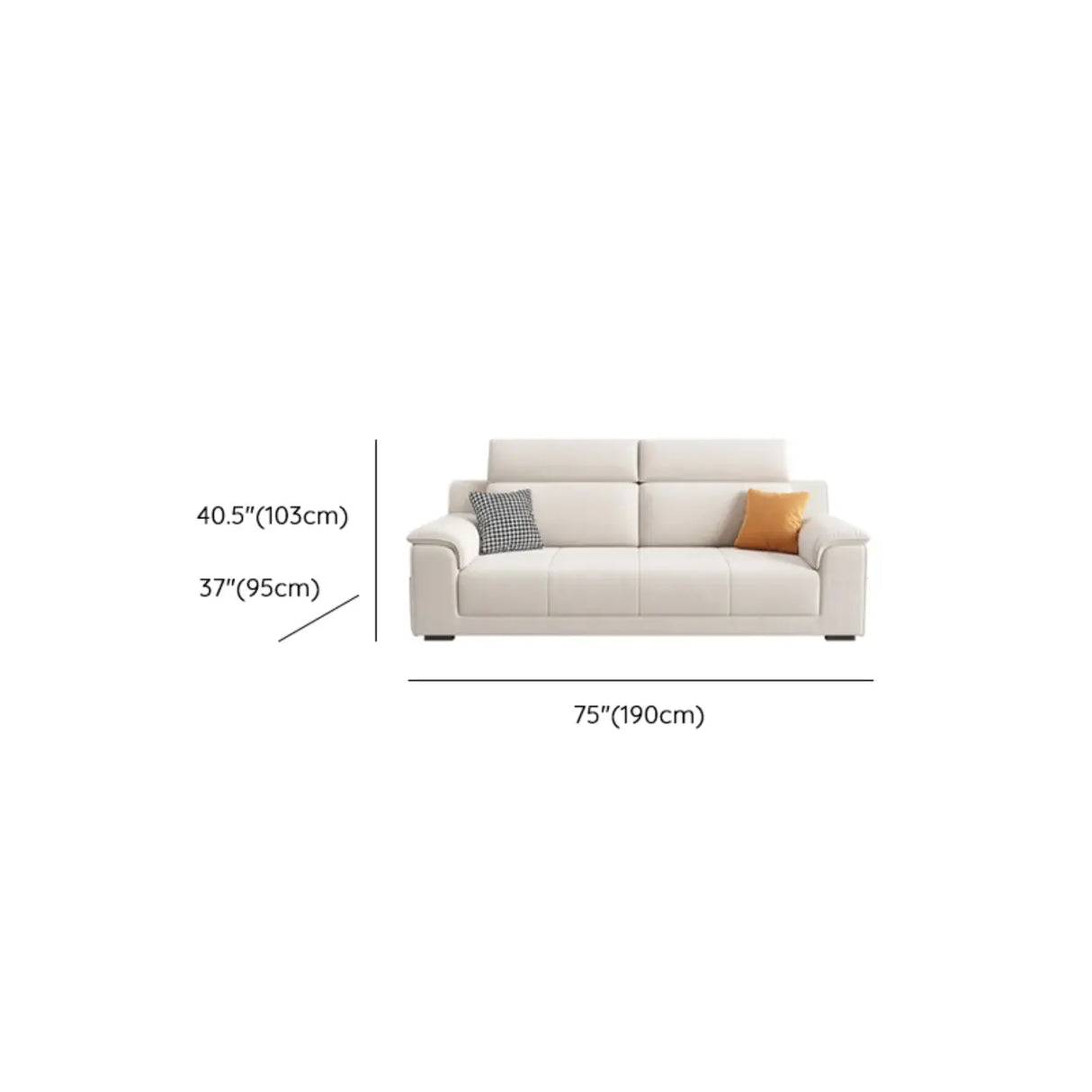 Straight Fabric Cream Pillow Back Storage Included Sectional 