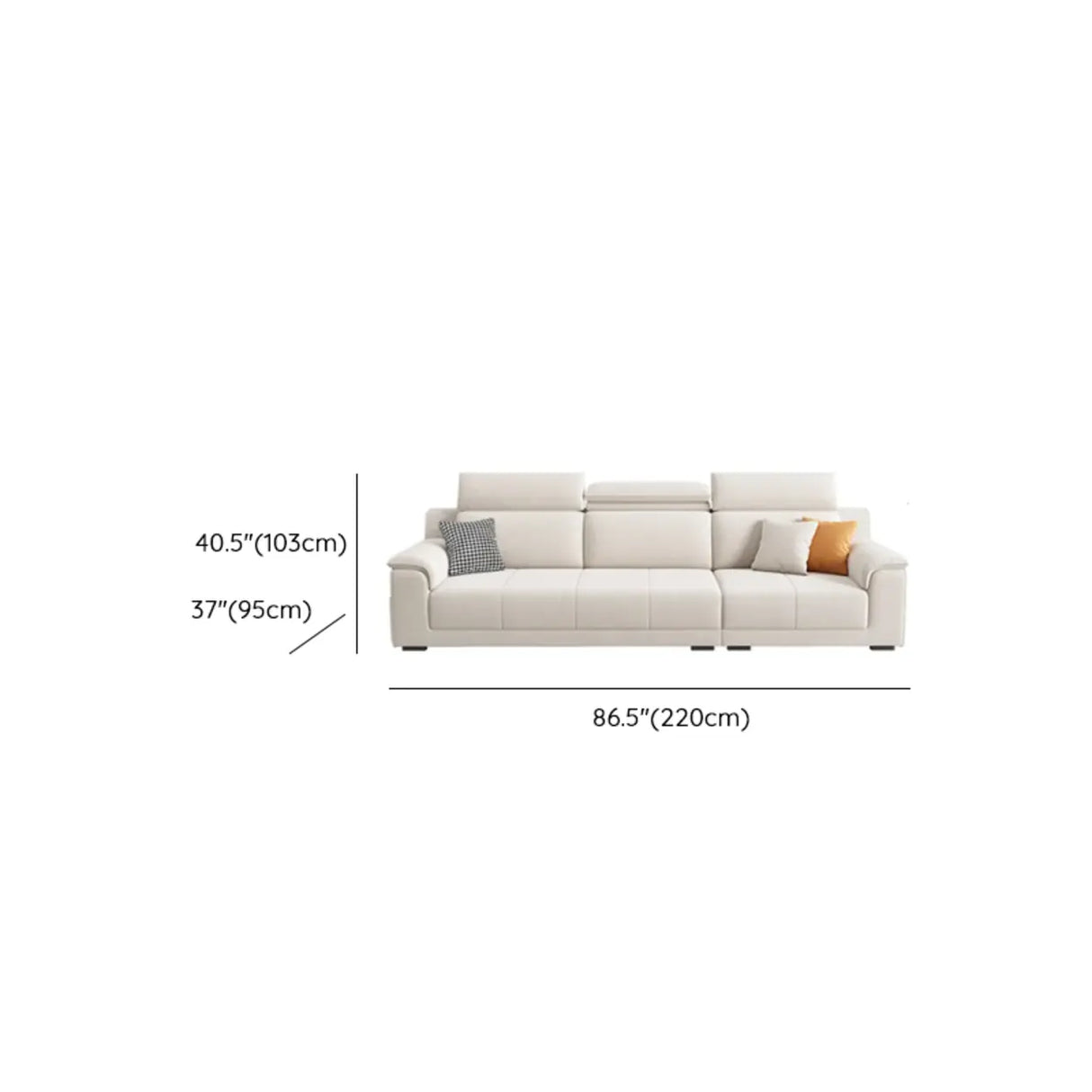 Straight Fabric Cream Pillow Back Storage Included Sectional Image - 15