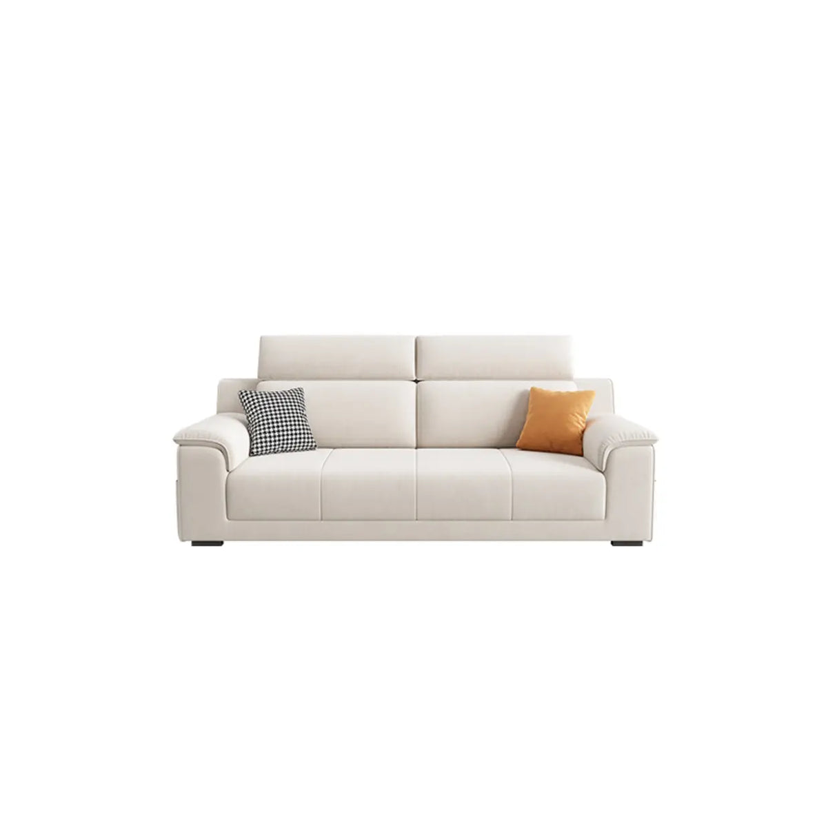 Straight Fabric Cream Pillow Back Storage Included Sectional Image - 2