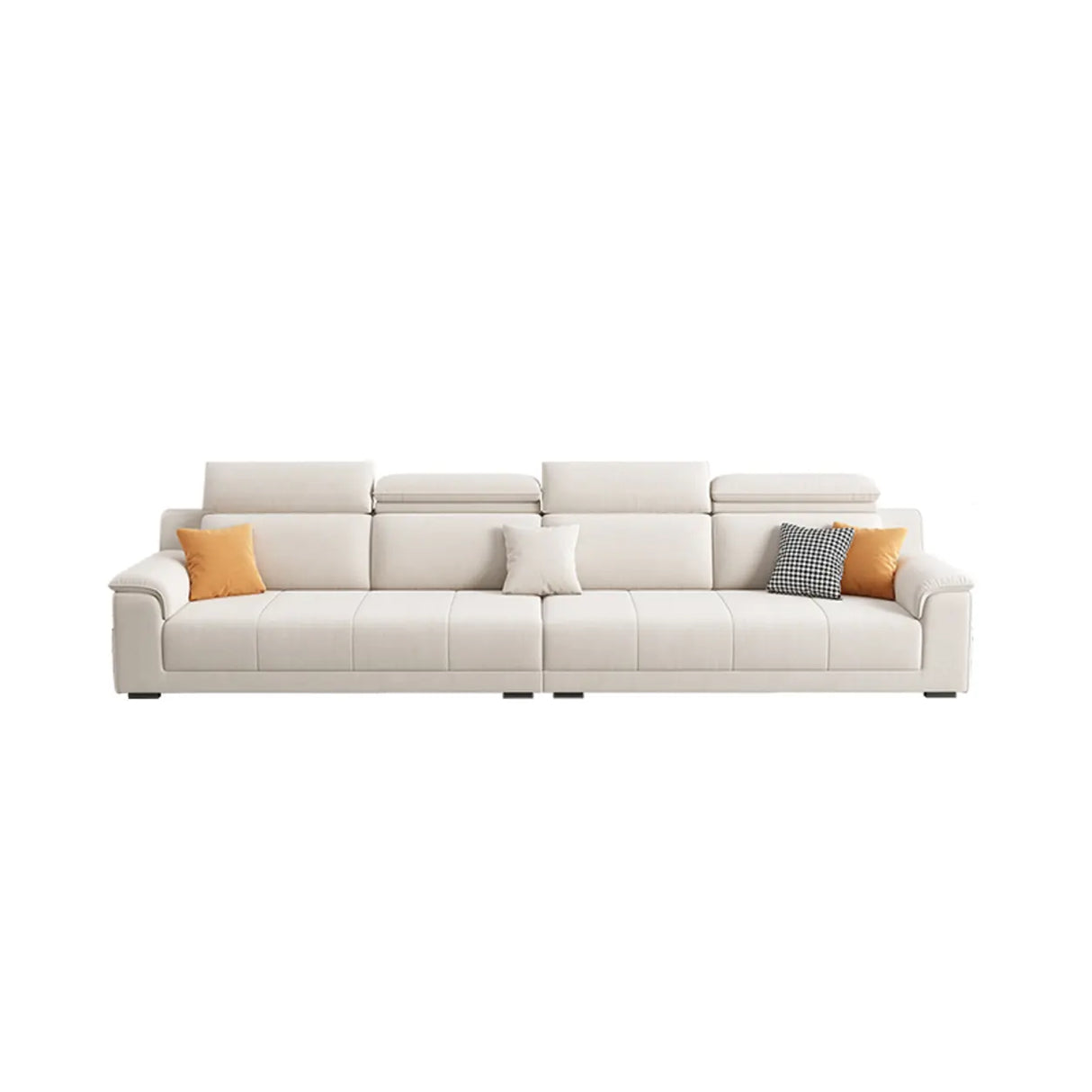 Straight Fabric Cream Pillow Back Storage Included Sectional Image - 5