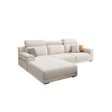 Straight Fabric Cream Pillow Back Storage Included Sectional Image - 7
